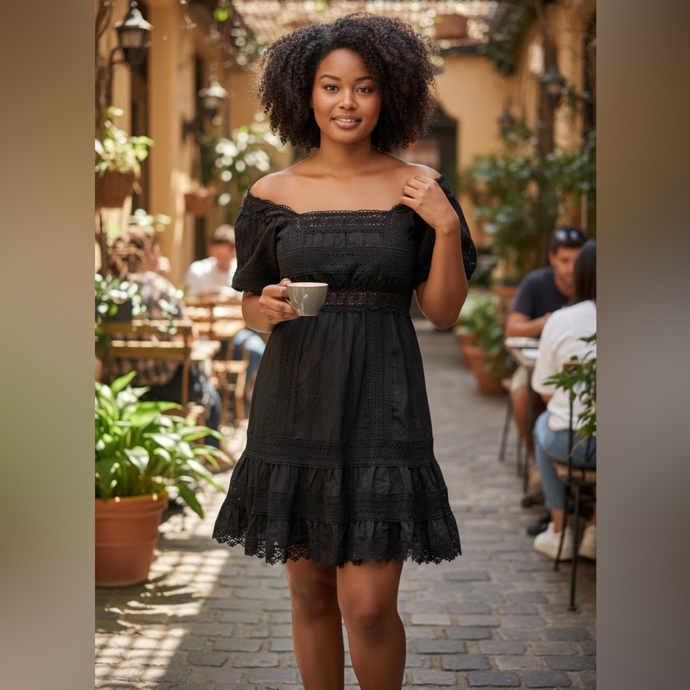 Victorias Secret Black Crochet Cotton Mini Dress Whimsigoth